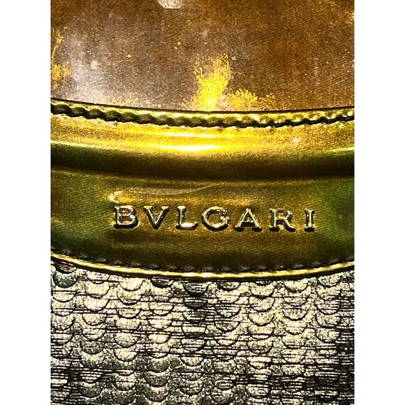 B-6. Bvlgari Leoni 2way Shoulder Bag Silver Patent Leather Gold - Picture 7 of 16